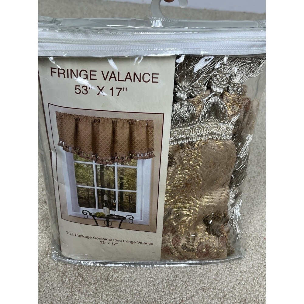 NIP Traditional Brocade Jacquard Fringe Window Valance Tassel 53x17 Grandmacore